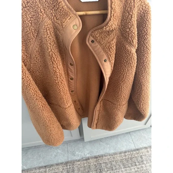 Sonoma Goods For Life Womens XL Sherpa Fleece Snap Front Jacket Camel Brown Cozy - Picture 3 of 3